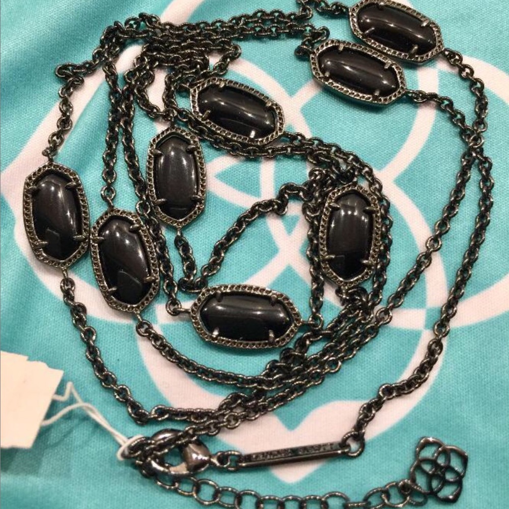 Kendra Scott Kelsie Necklace Black in Gunmetal
